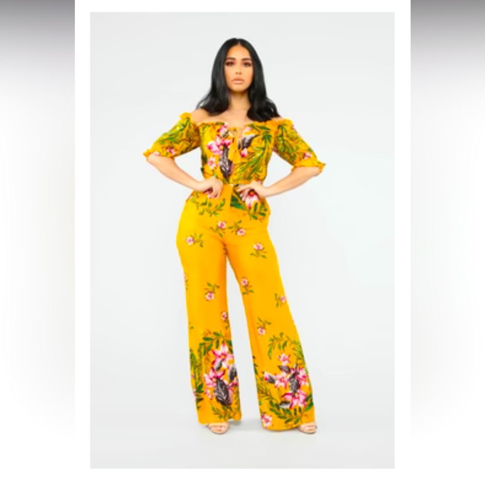 Yellow floral jumpsuit